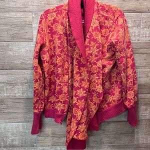 Moda International Snowflake Hot Pink and Orange Patterned Jacket Sweatshirt